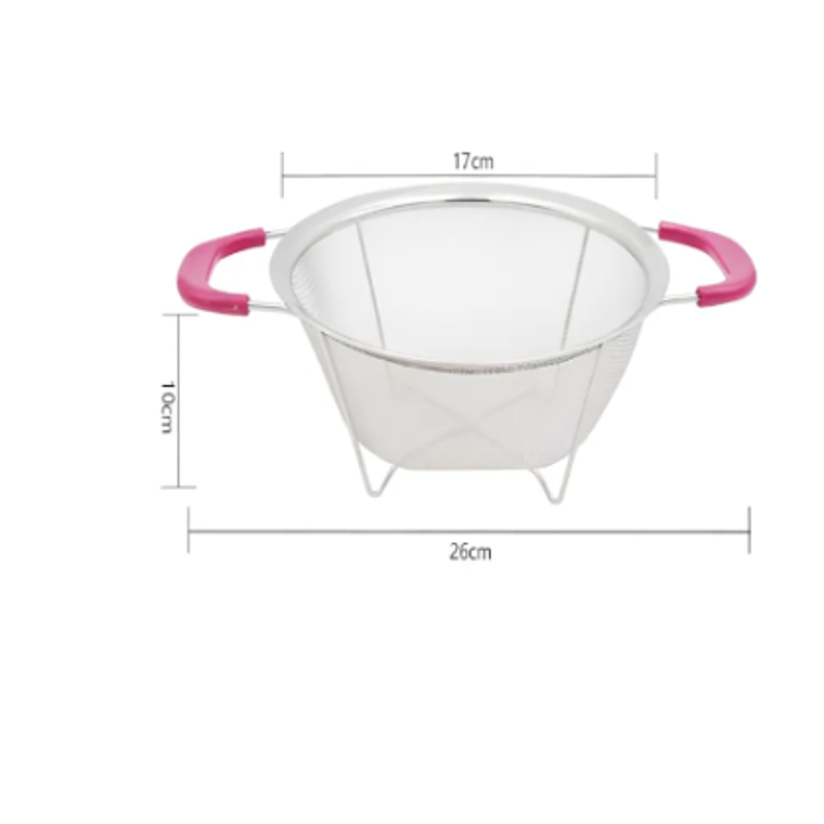 Colador de acero inoxidable con asas rosas 26cm cocina 7