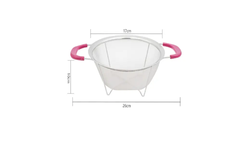 Colador de acero inoxidable con asas rosas 26cm cocina 7