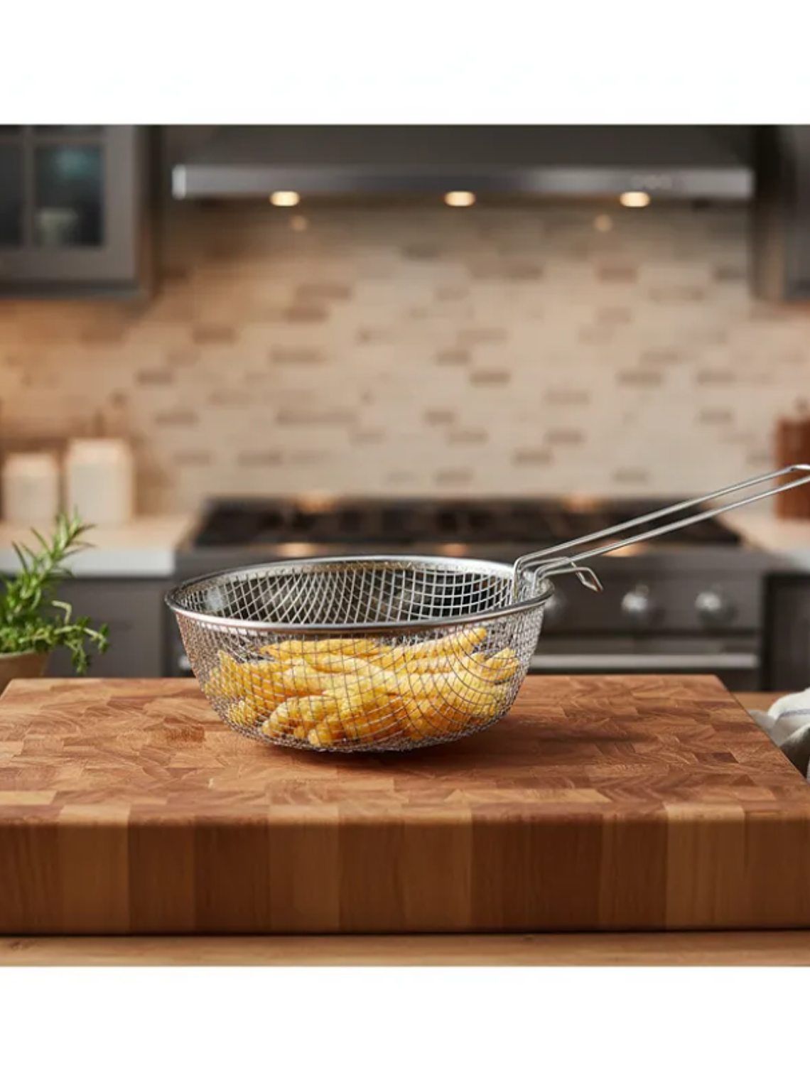 Canasto Freidor Colador De Acero Inoxidable Para Cocina 4