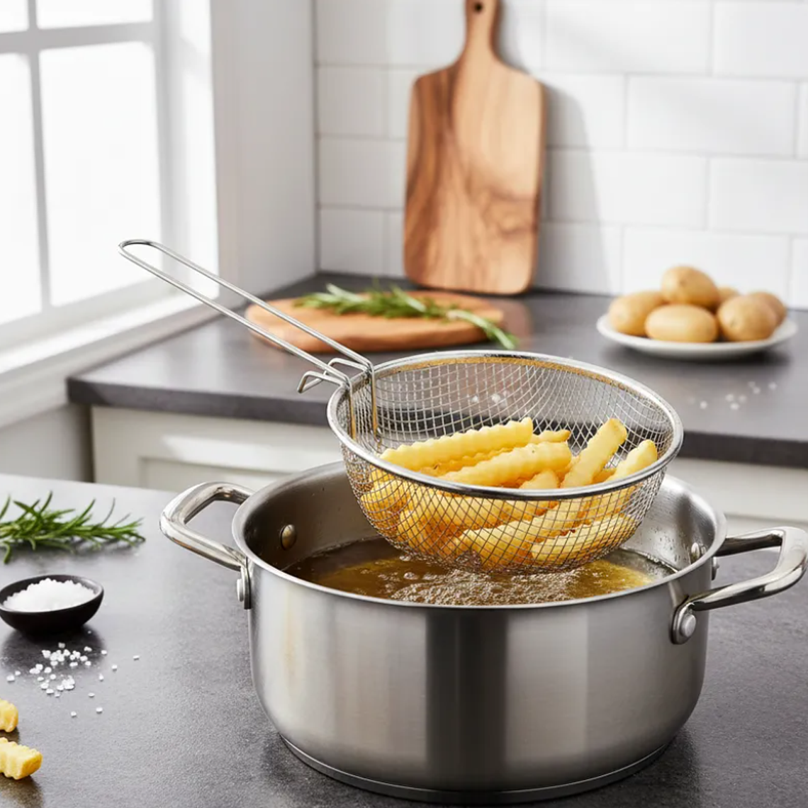 Canasto Freidor Colador De Acero Inoxidable Para Cocina 2