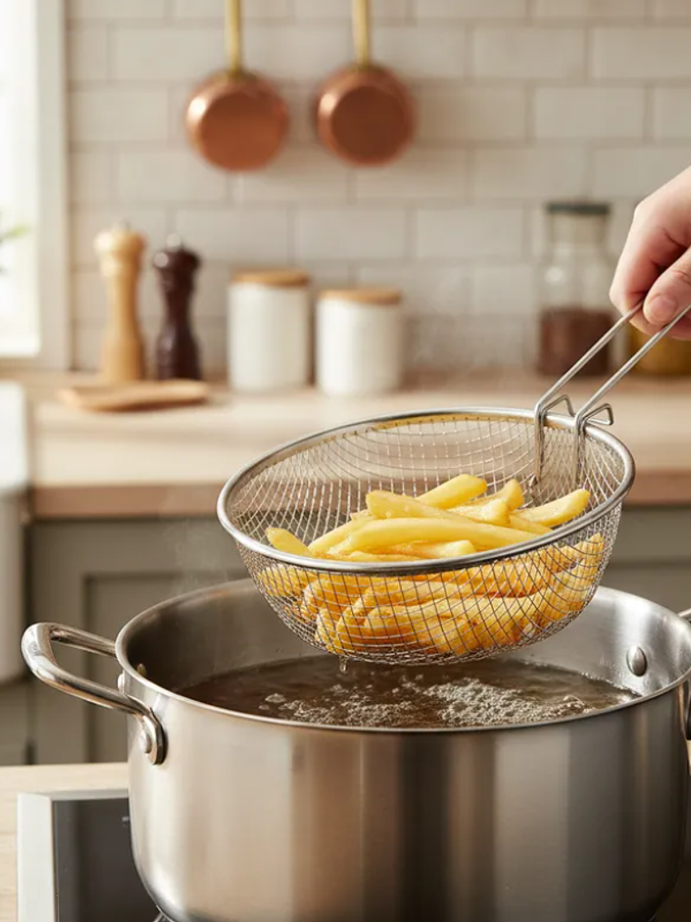 Canasto Freidor Colador De Acero Inoxidable Para Cocina 6