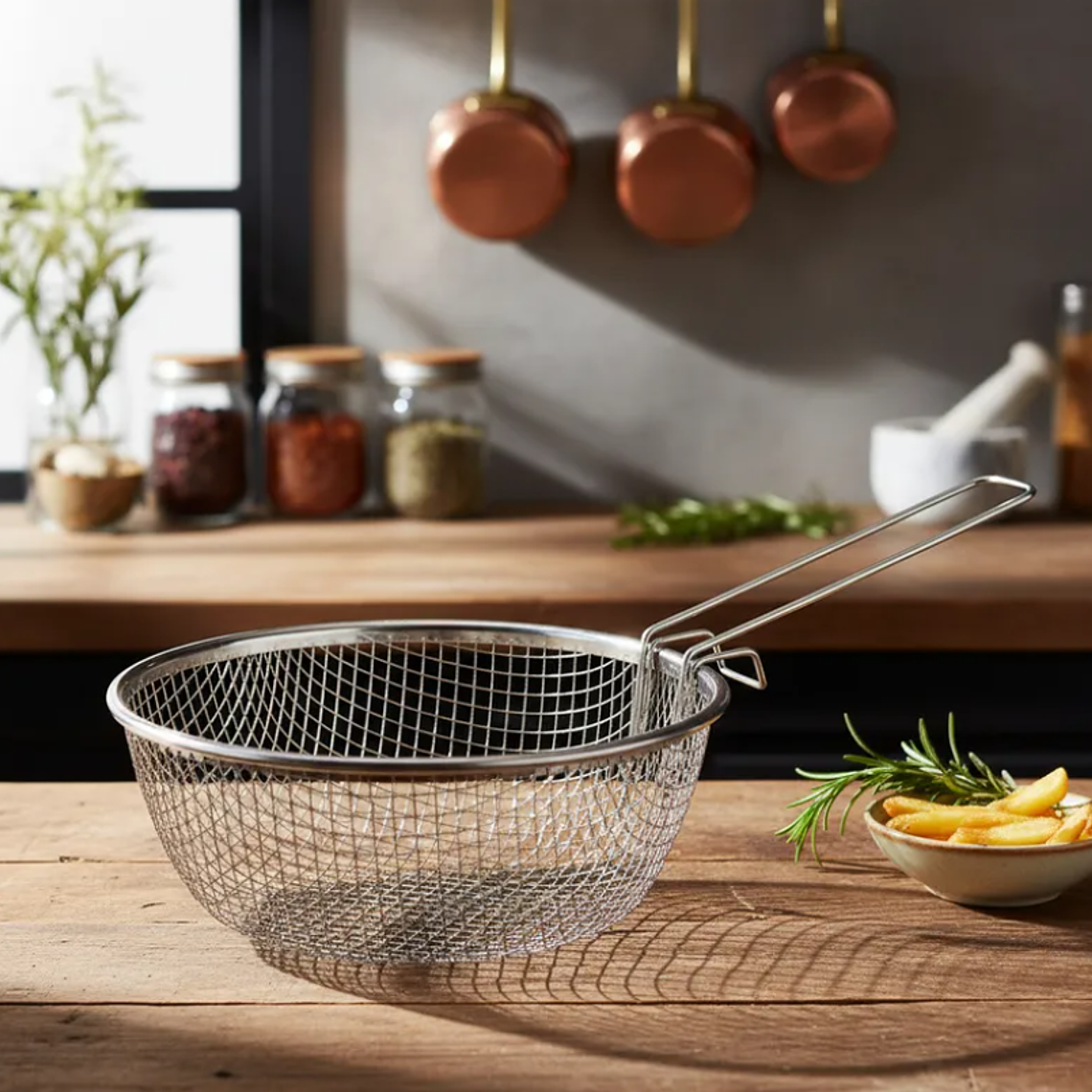 Canasto Freidor Colador De Acero Inoxidable Para Cocina 1