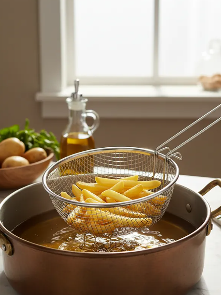 Canasto Freidor Colador De Acero Inoxidable Para Cocina 8