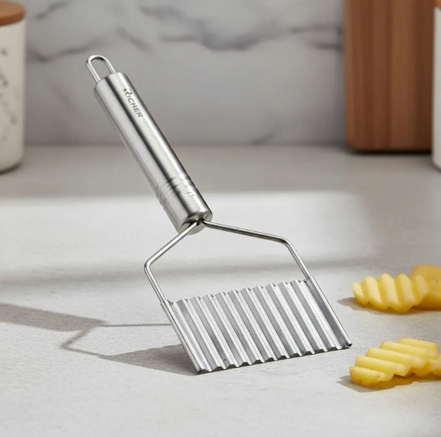  Cortador de papas ondulado acero inoxidable 4