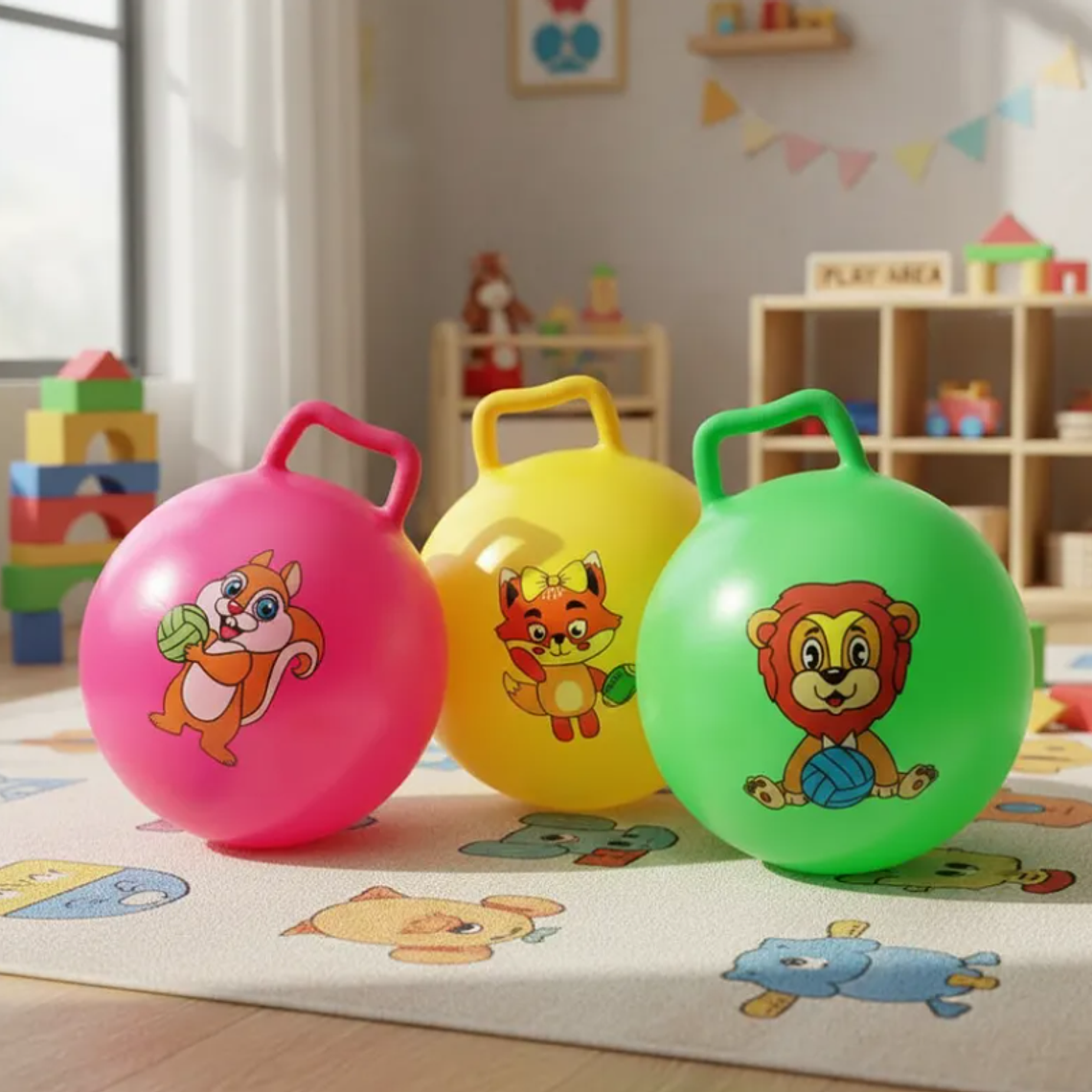 Pelota Saltarína Canguro Inflable Juguete Para Niños 25cm 4