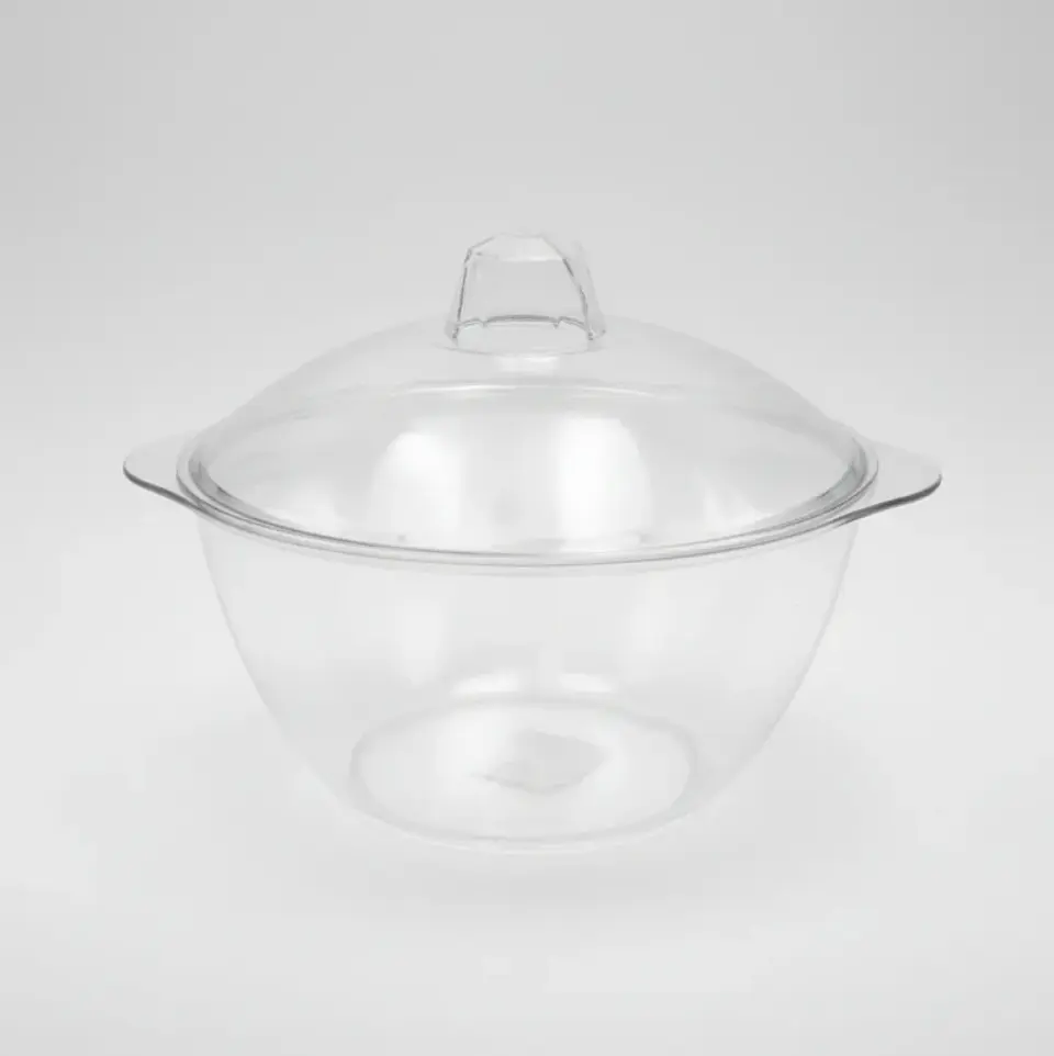 Ensaladera Bowl Acrílico Transparente Con Tapa 2