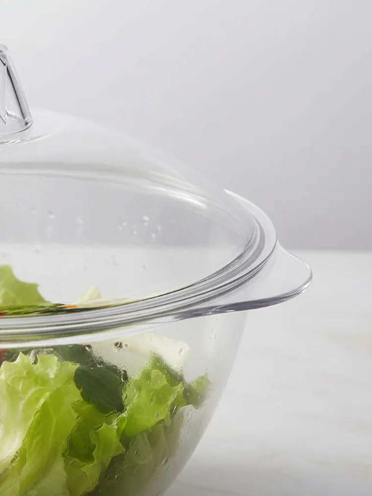 Ensaladera Bowl Acrílico Transparente Con Tapa 3