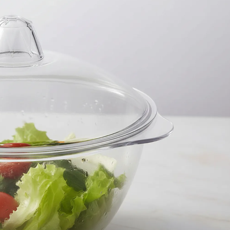 Ensaladera Bowl Acrílico Transparente Con Tapa 3
