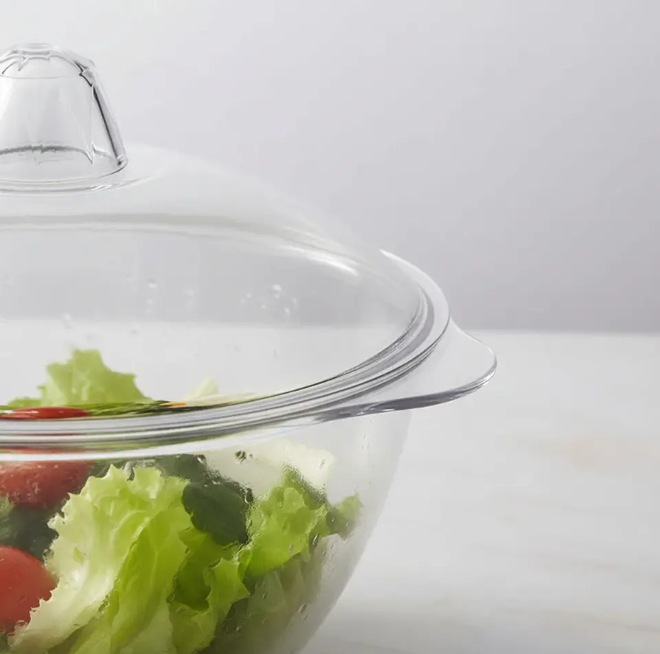 Ensaladera Bowl Acrílico Transparente Con Tapa 3