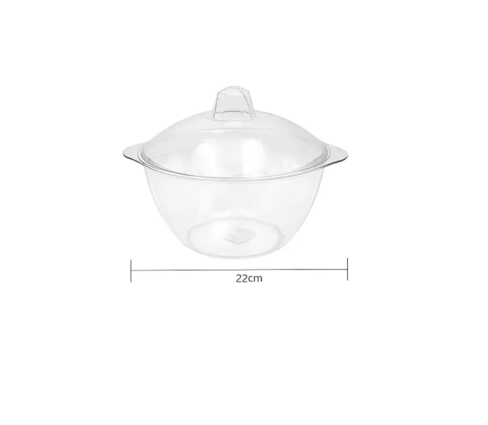 Ensaladera Bowl Acrílico Transparente Con Tapa 5