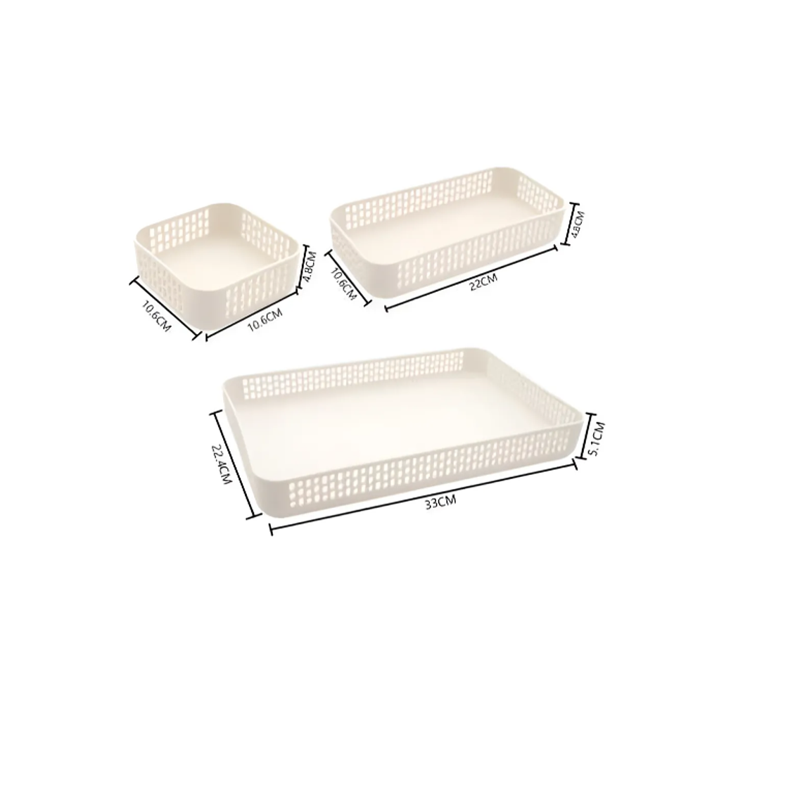 Set  Bandejas Organizadoras Plásticas Multiuso Blancas 3