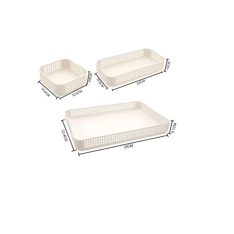 Set  Bandejas Organizadoras Plásticas Multiuso Blancas 3