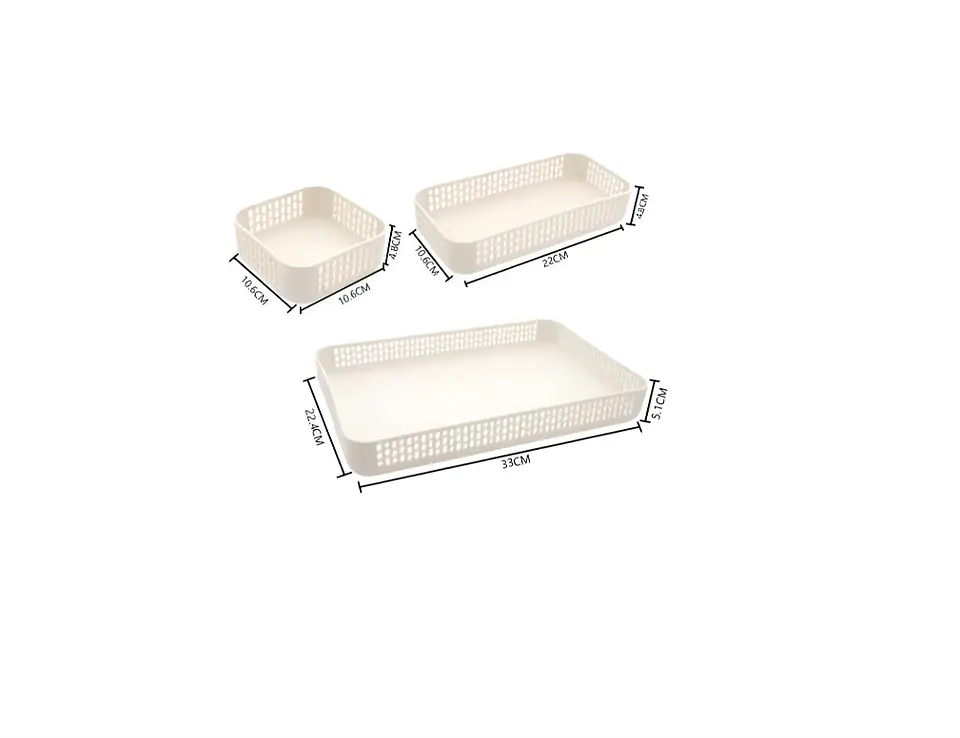 Set  Bandejas Organizadoras Plásticas Multiuso Blancas 3