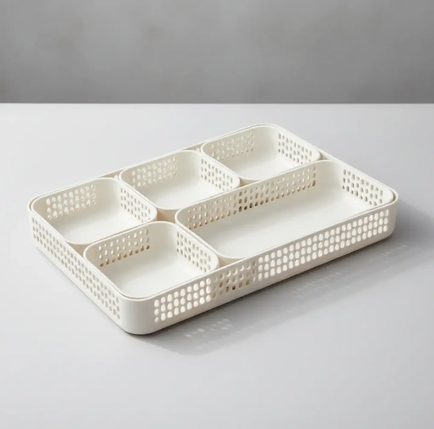 Set  Bandejas Organizadoras Plásticas Multiuso Blancas 5