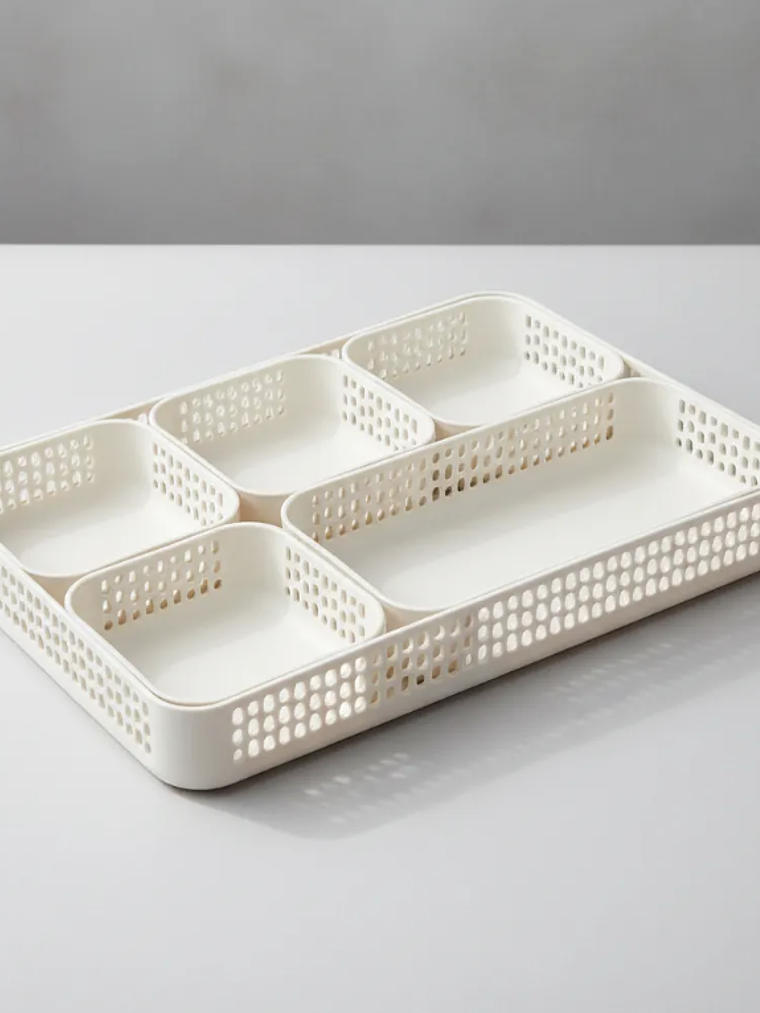 Set  Bandejas Organizadoras Plásticas Multiuso Blancas 5