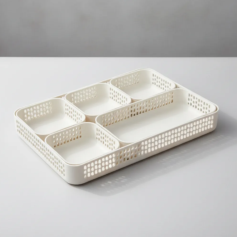 Set  Bandejas Organizadoras Plásticas Multiuso Blancas 5