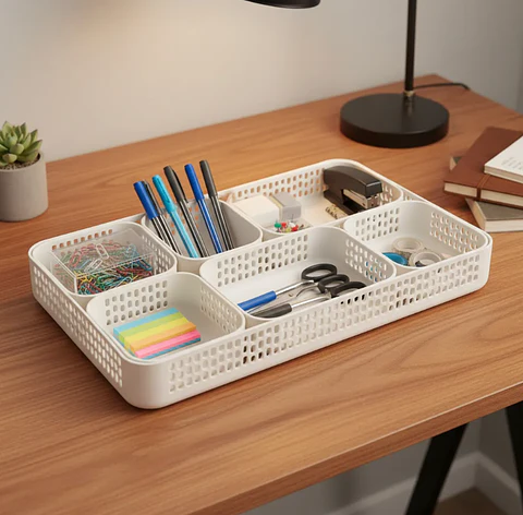 Set  Bandejas Organizadoras Plásticas Multiuso Blancas