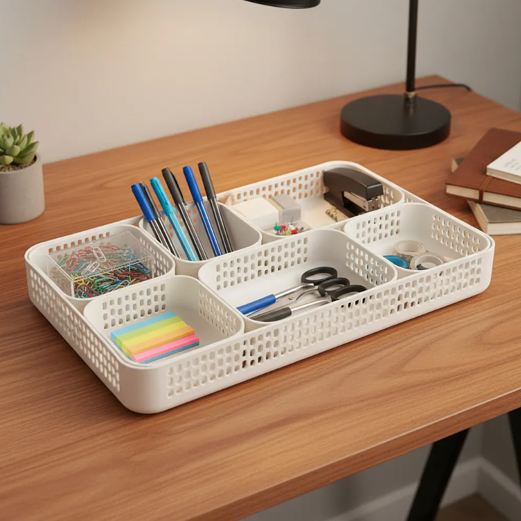 Set  Bandejas Organizadoras Plásticas Multiuso Blancas 2