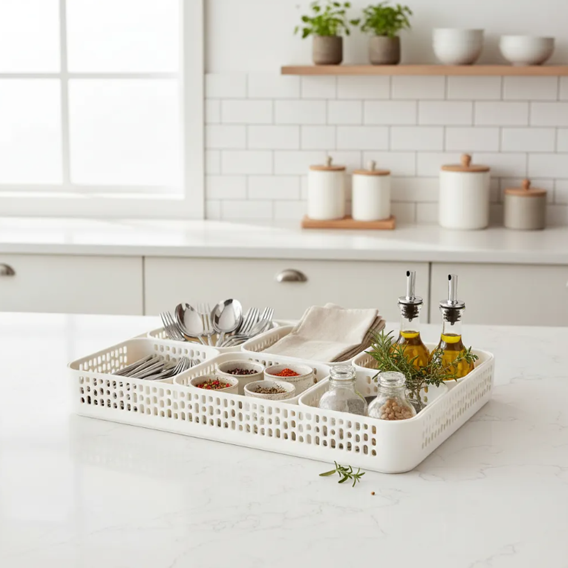 Set  Bandejas Organizadoras Plásticas Multiuso Blancas 6