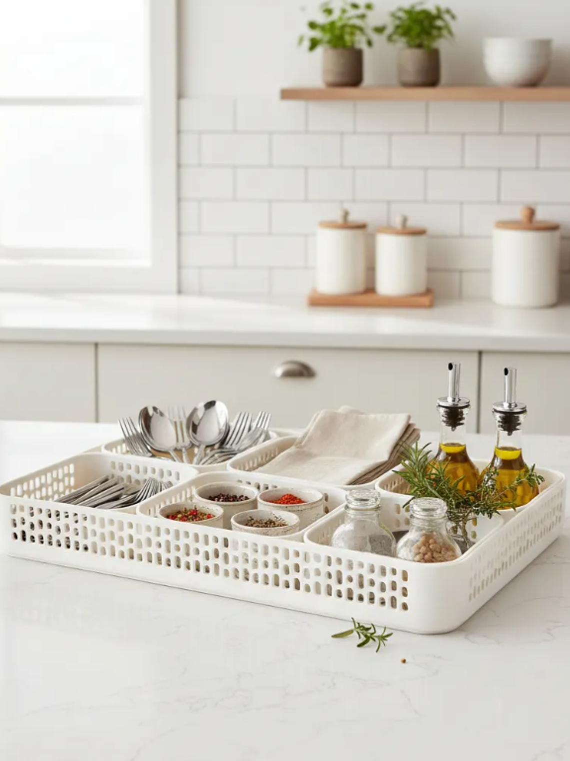 Set  Bandejas Organizadoras Plásticas Multiuso Blancas 6