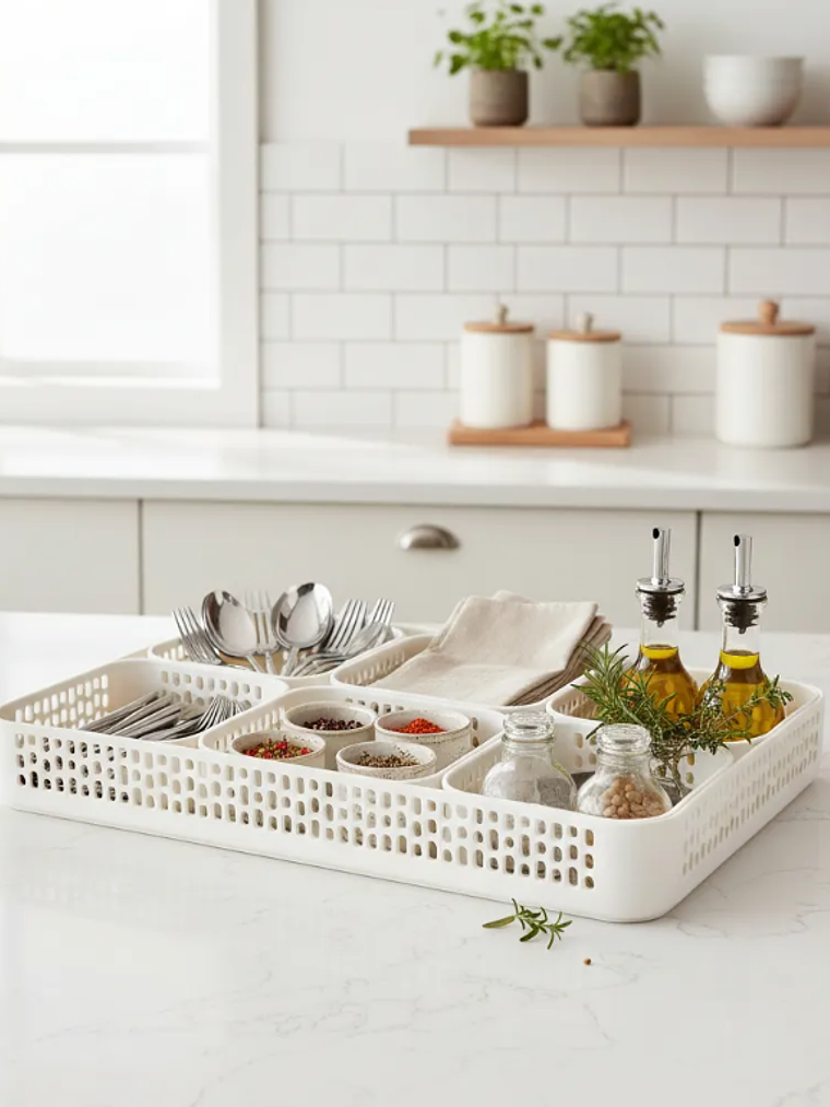 Set  Bandejas Organizadoras Plásticas Multiuso Blancas 6