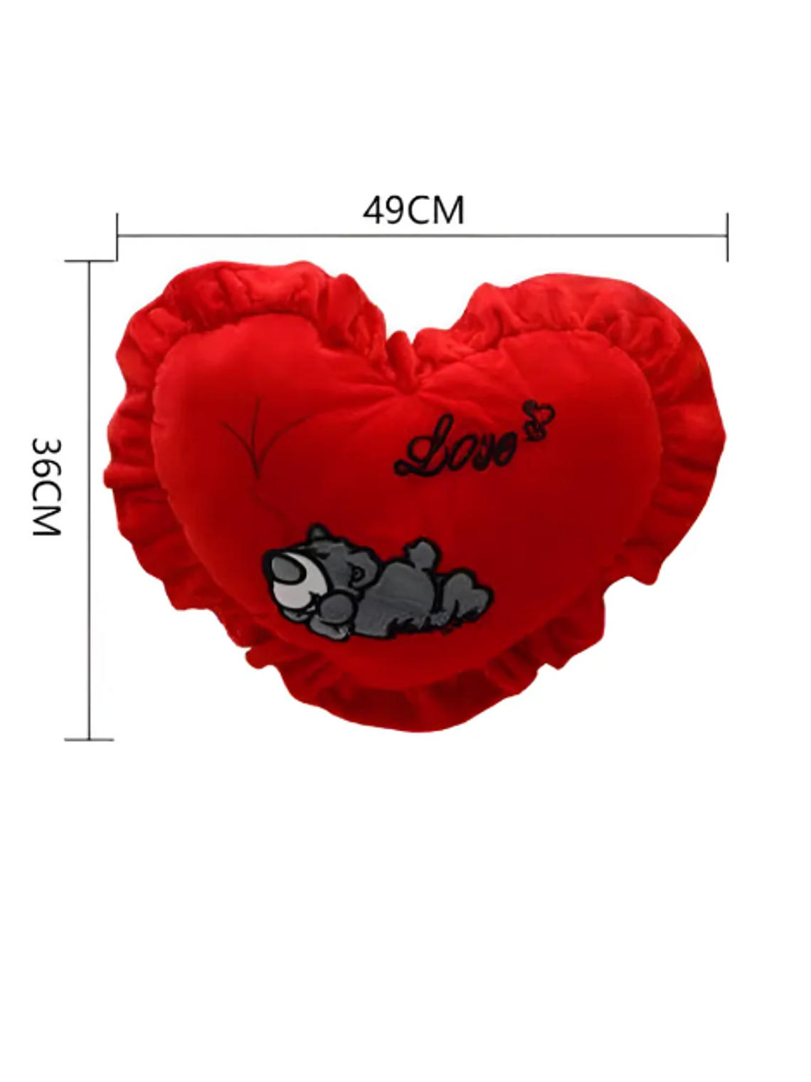 Cojín De Corazón Rojo Peluche Con Oso Love Regalo 49x36cm 3