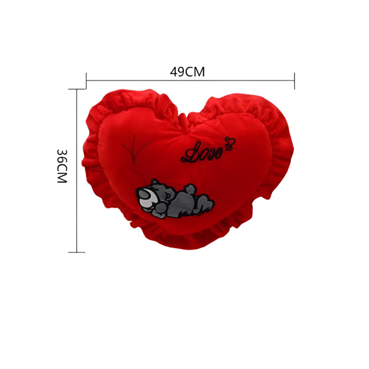 Cojín De Corazón Rojo Peluche Con Oso Love Regalo 49x36cm 3