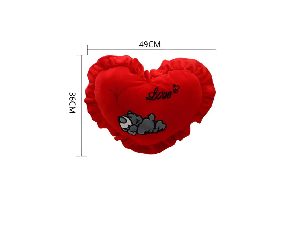 Cojín De Corazón Rojo Peluche Con Oso Love Regalo 49x36cm 3