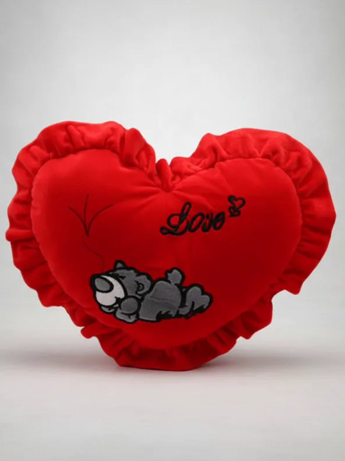 Cojín De Corazón Rojo Peluche Con Oso Love Regalo 49x36cm 4