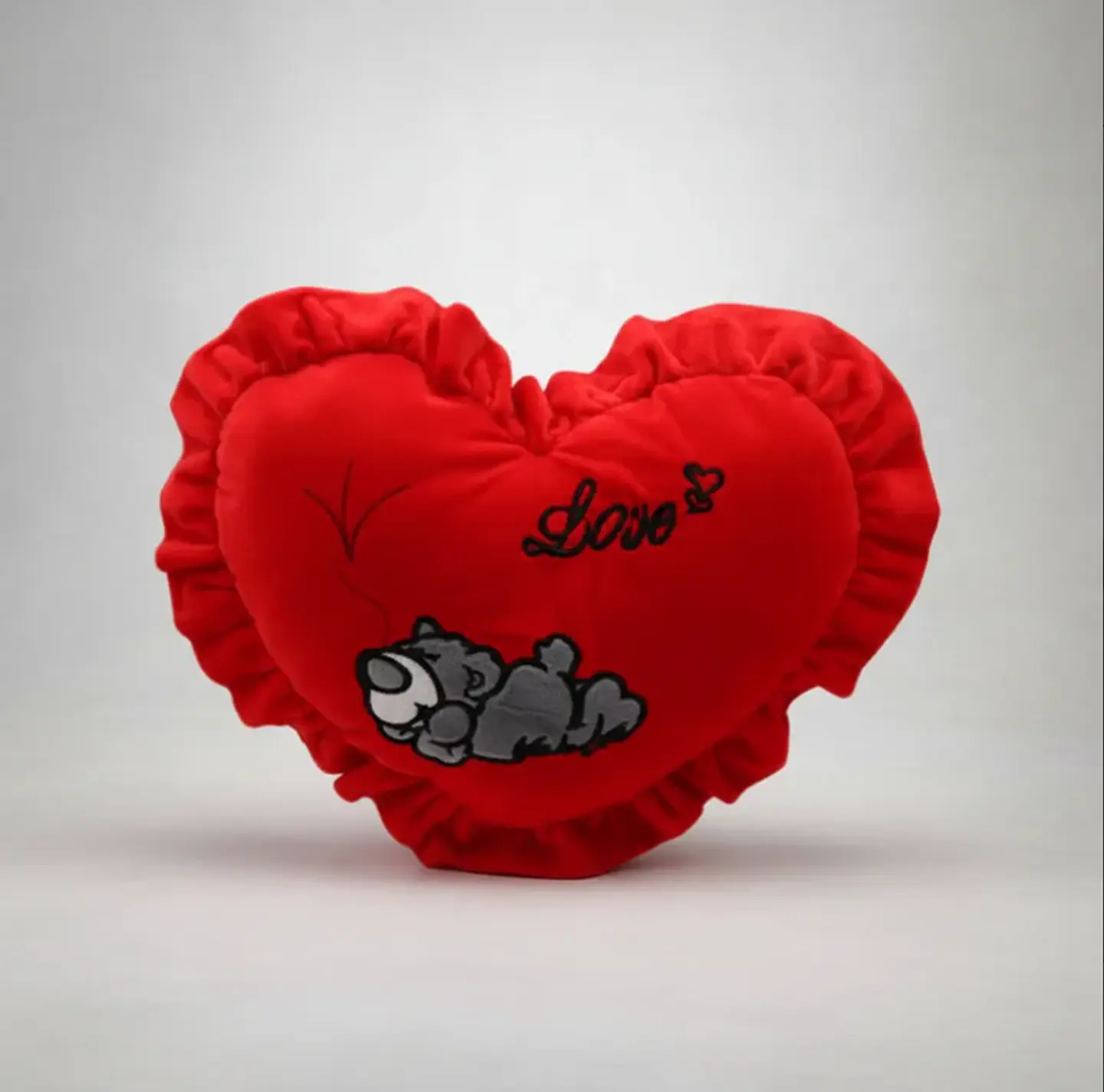 Cojín De Corazón Rojo Peluche Con Oso Love Regalo 49x36cm 4