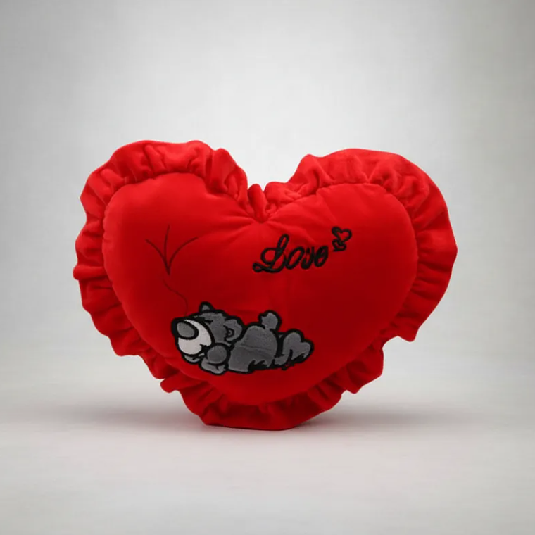 Cojín De Corazón Rojo Peluche Con Oso Love Regalo 49x36cm 4