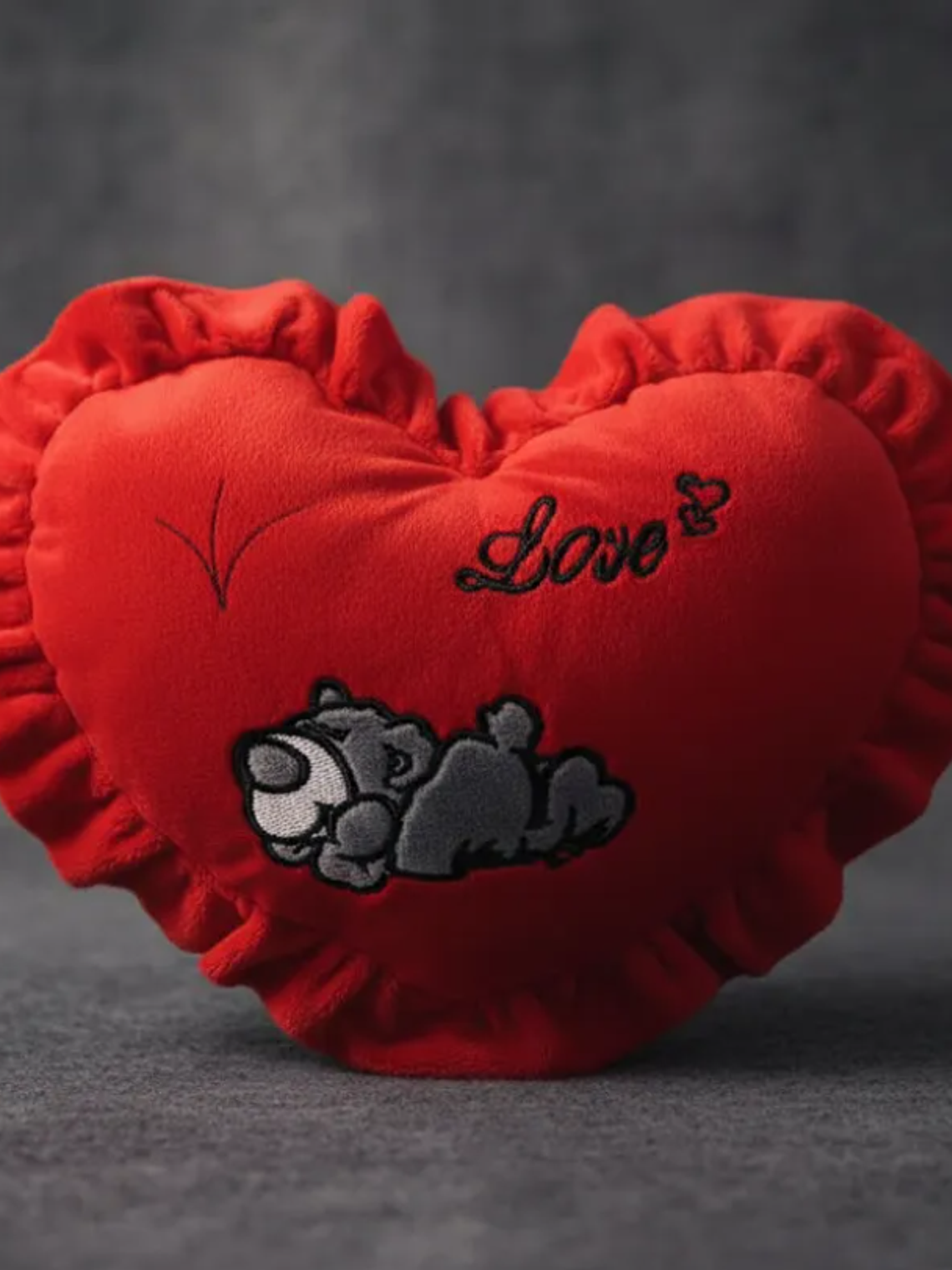 Cojín De Corazón Rojo Peluche Con Oso Love Regalo 49x36cm 2