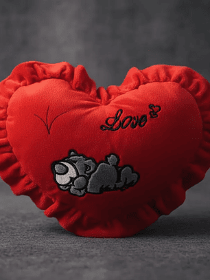 Cojín De Corazón Rojo Peluche Con Oso Love Regalo 49x36cm