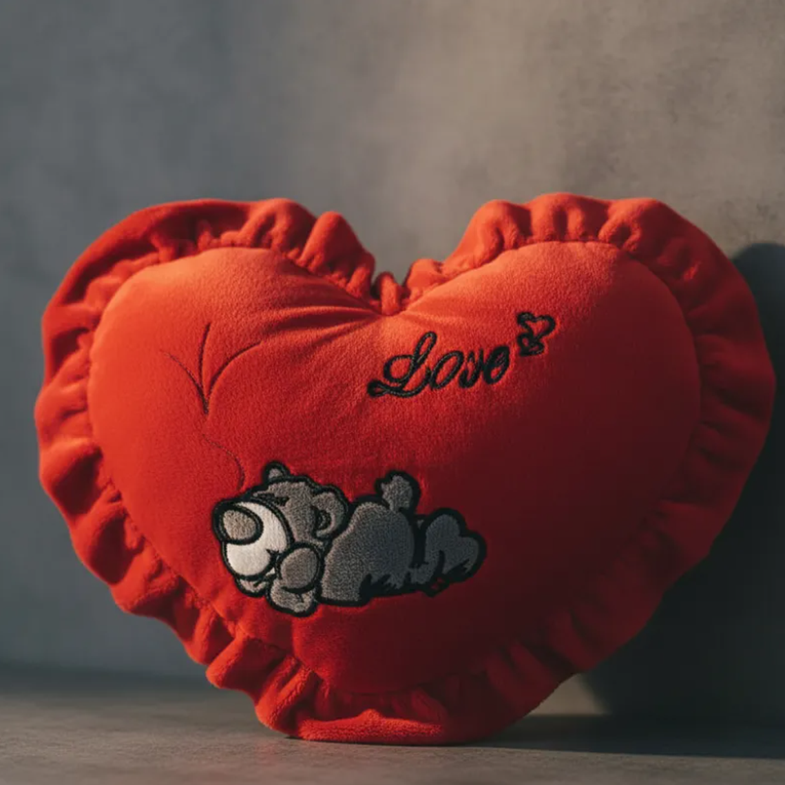 Cojín De Corazón Rojo Peluche Con Oso Love Regalo 49x36cm 6