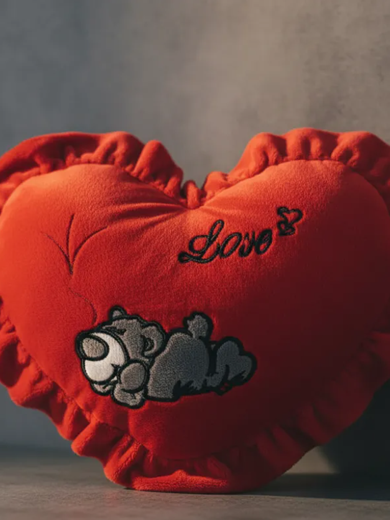 Cojín De Corazón Rojo Peluche Con Oso Love Regalo 49x36cm 6
