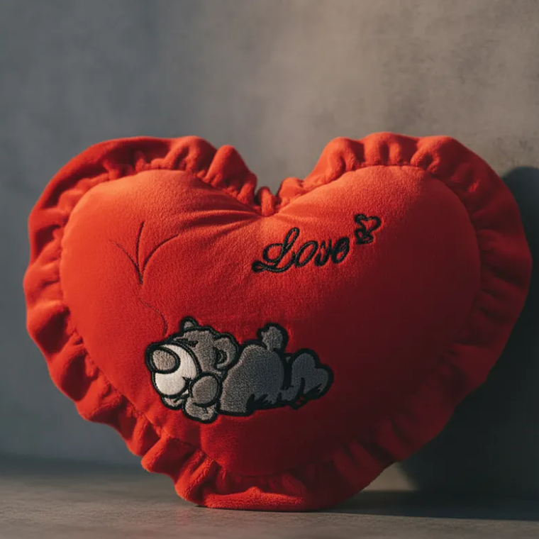 Cojín De Corazón Rojo Peluche Con Oso Love Regalo 49x36cm 6