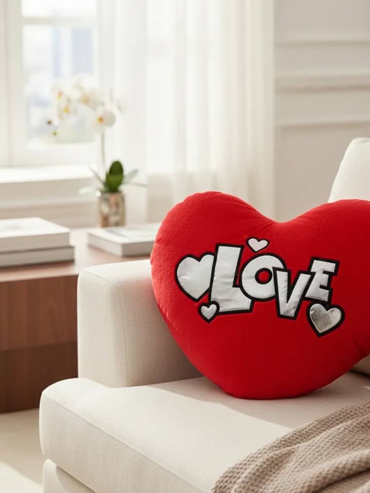 Cojín Peluche Corazón Rojo Love 40x30cm Regalo Enamorados 4