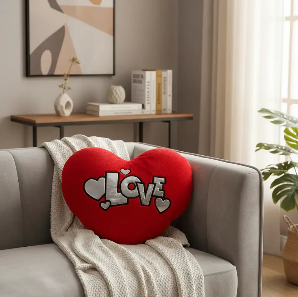 Cojín Peluche Corazón Rojo Love 40x30cm Regalo Enamorados 6