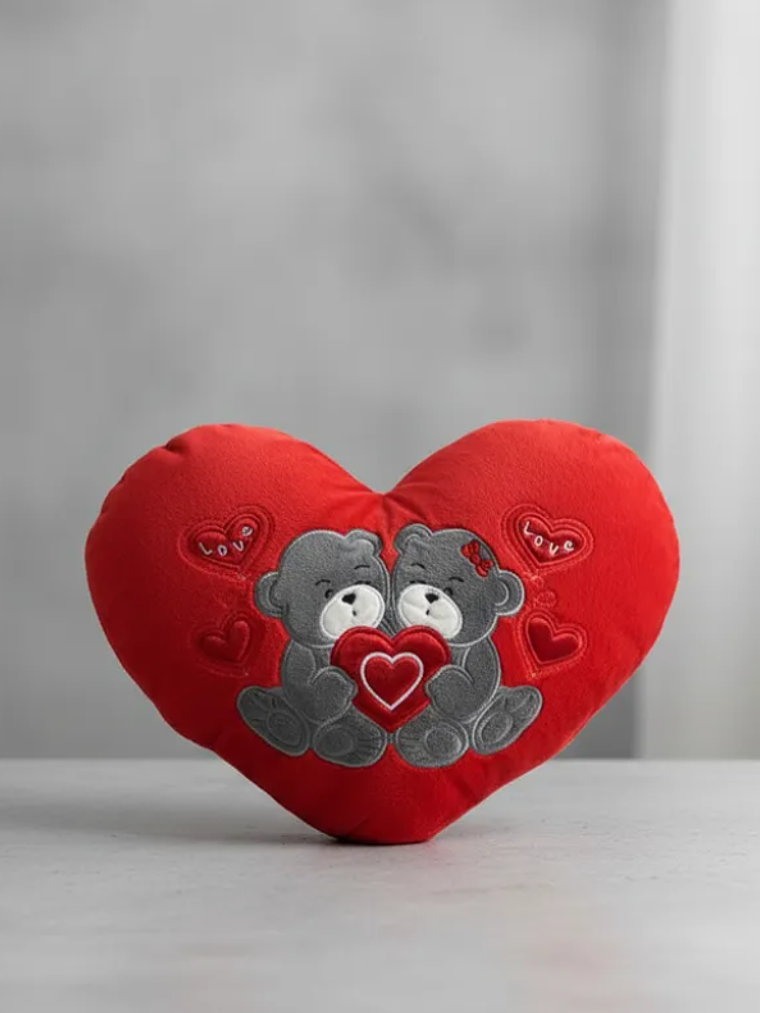 Cojín corazón peluche ositos amor 40x30cm rojo 2