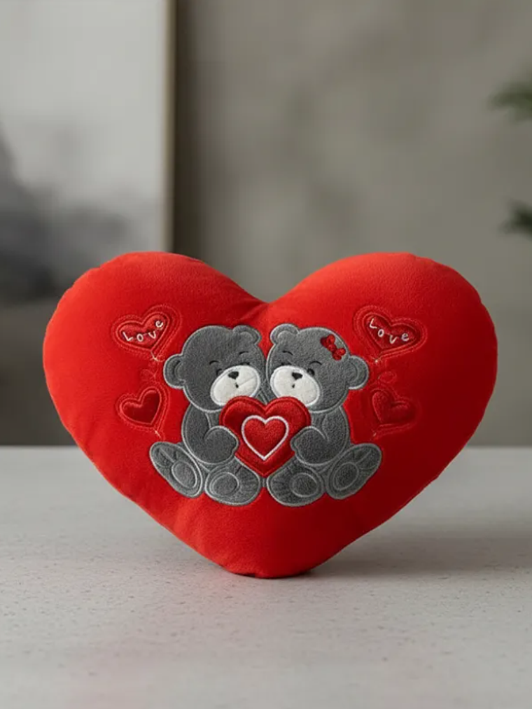 Cojín corazón peluche ositos amor 40x30cm rojo 4