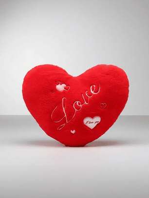 Cojín Corazón Rojo Peluche Bordado Love 45x32cm