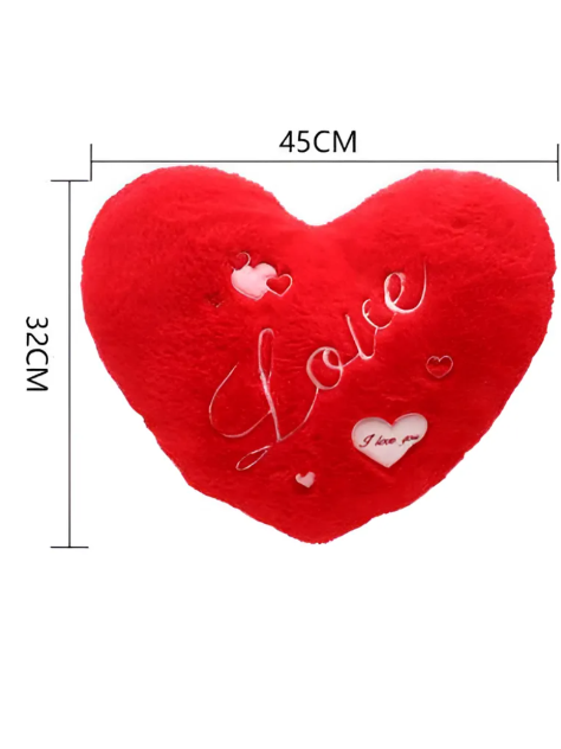 Cojín Corazón Rojo Peluche Bordado Love 45x32cm 5