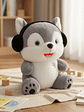 Peluche Perro Husky Con Audífonos 21cm Juguete Suave Regalo - Miniatura 1