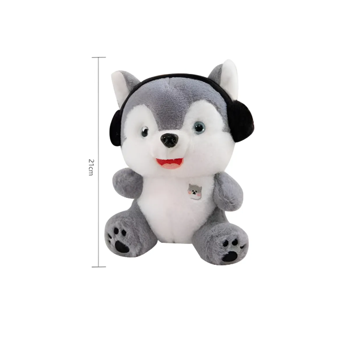 Peluche Perro Husky Con Audífonos 21cm Juguete Suave Regalo 3