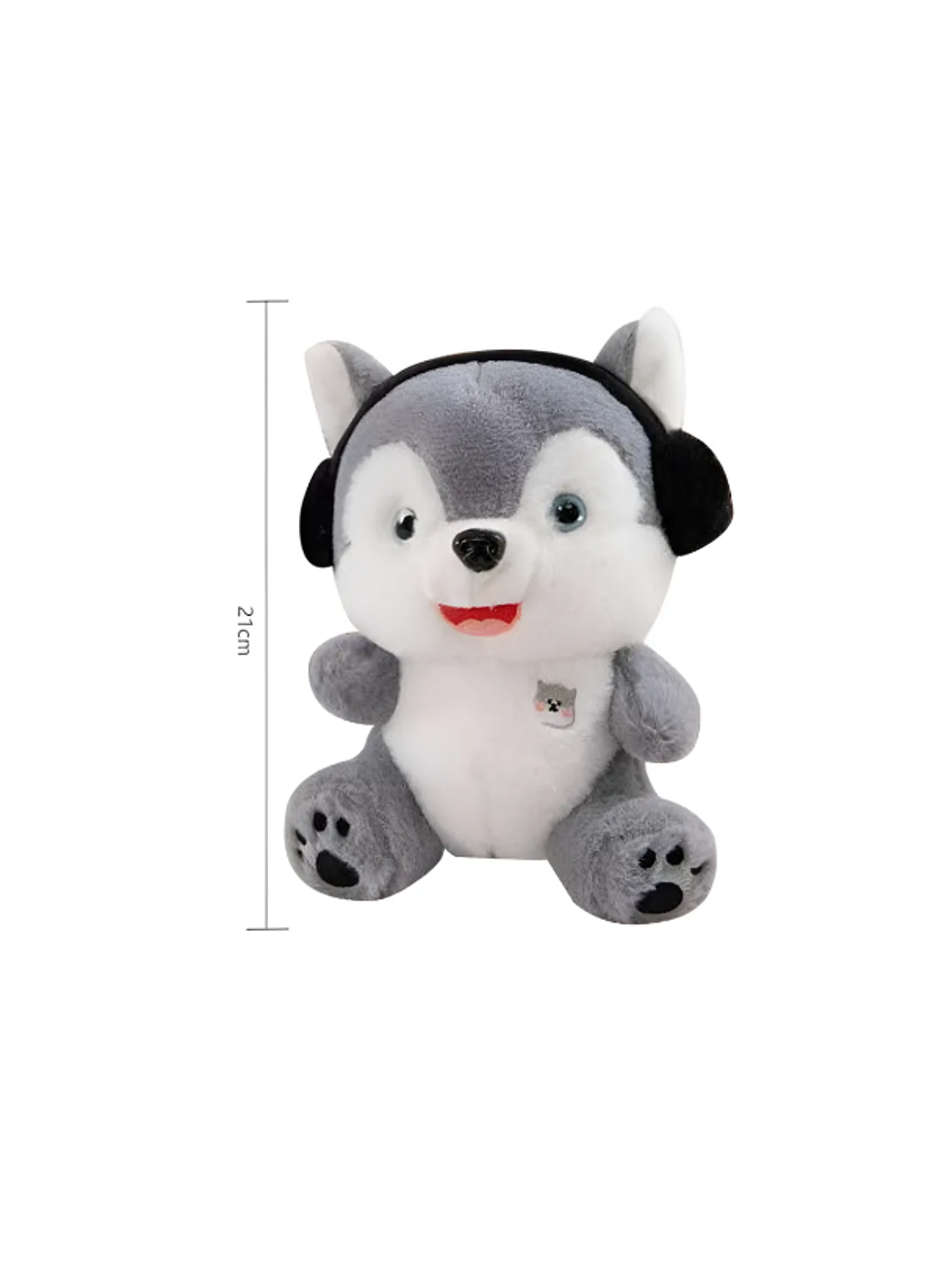 Peluche Perro Husky Con Audífonos 21cm Juguete Suave Regalo 3