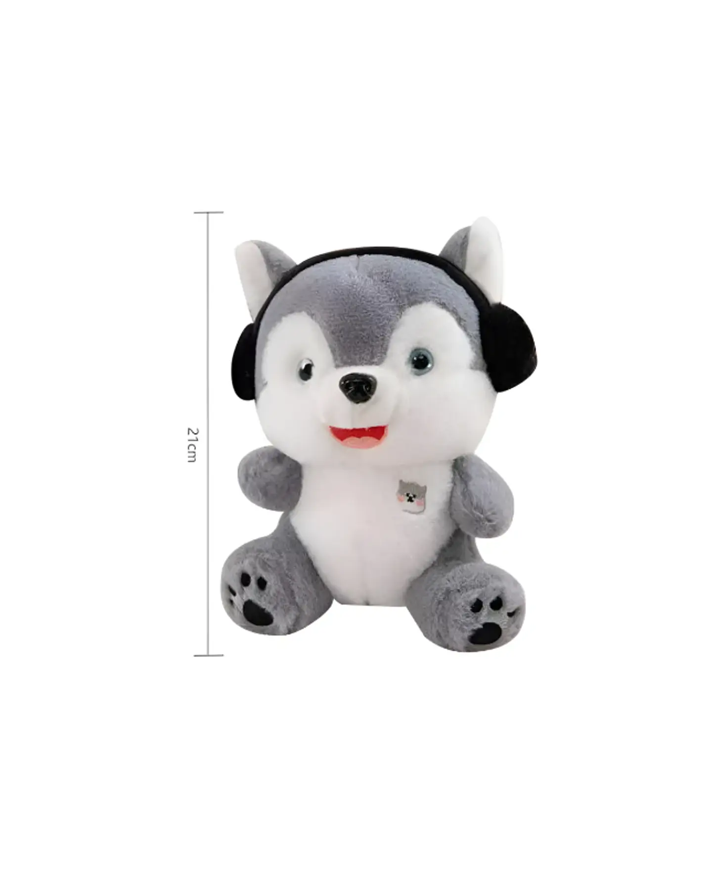 Peluche Perro Husky Con Audífonos 21cm Juguete Suave Regalo 3