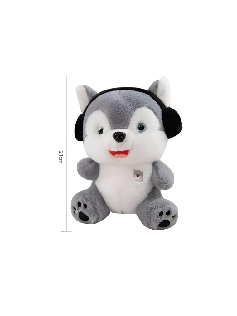 Peluche Perro Husky Con Audífonos 21cm Juguete Suave Regalo 3