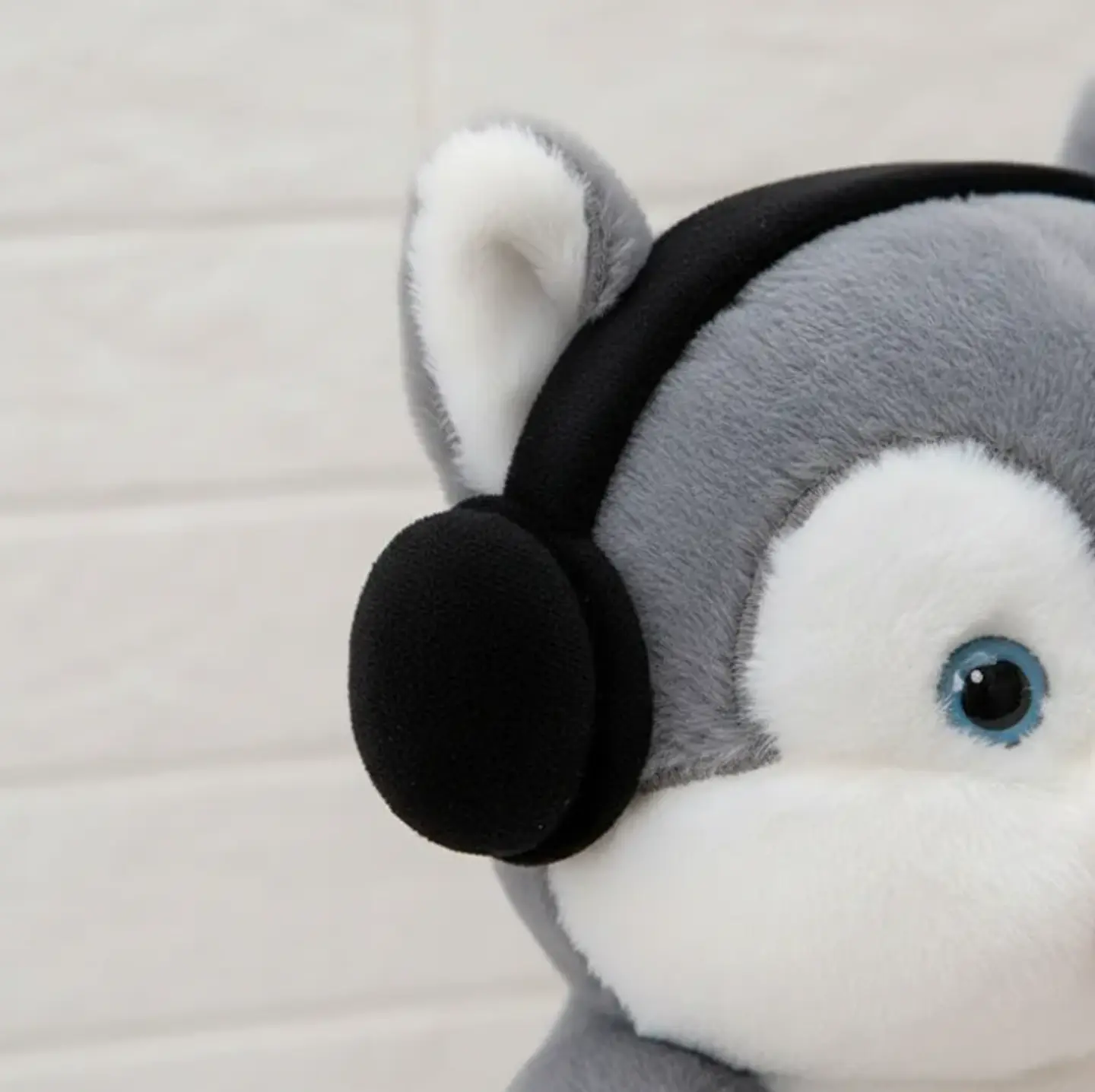 Peluche Perro Husky Con Audífonos 21cm Juguete Suave Regalo 6