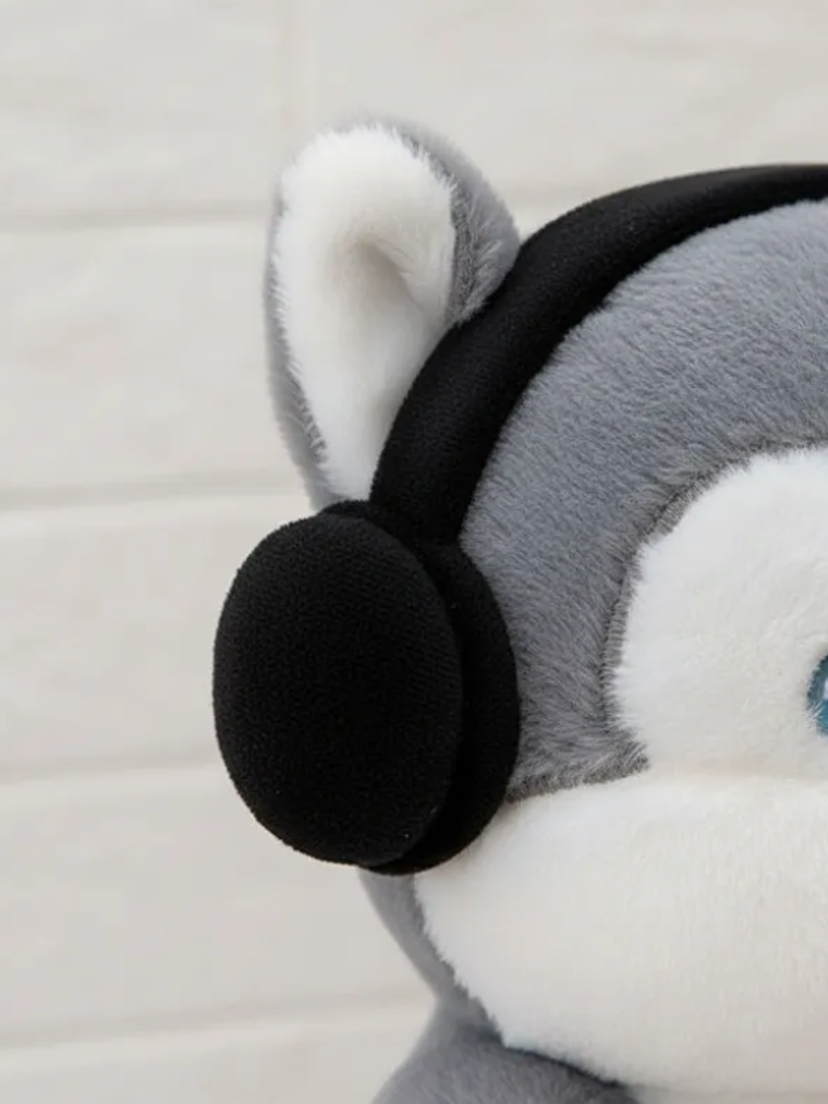 Peluche Perro Husky Con Audífonos 21cm Juguete Suave Regalo 6