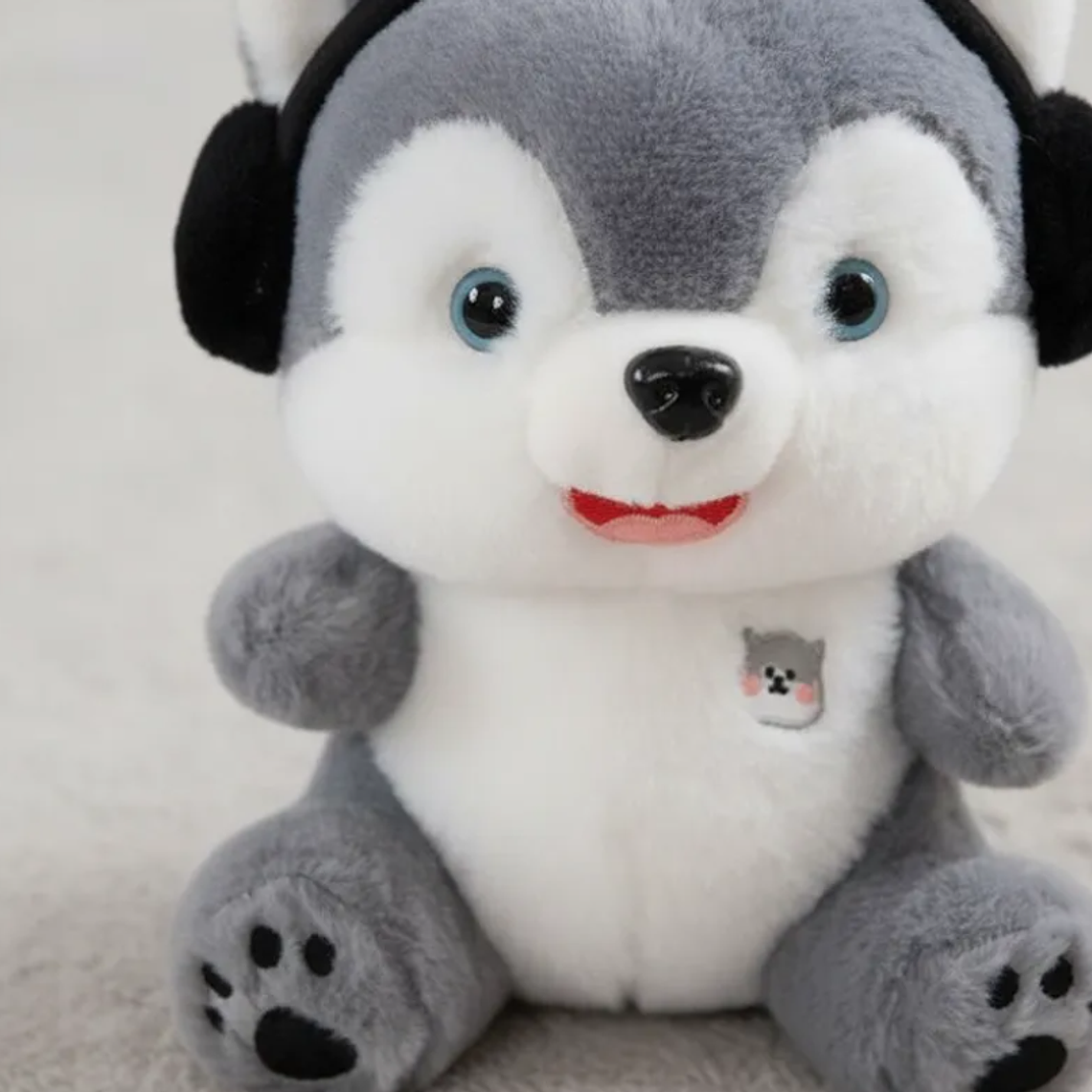 Peluche Perro Husky Con Audífonos 21cm Juguete Suave Regalo 2